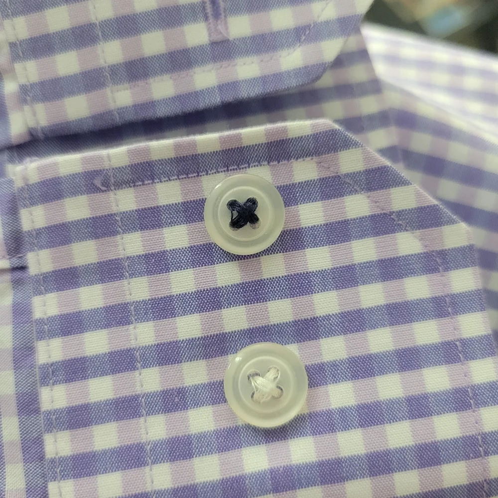 Banana Republic Non-Iron 100% Cotton Stretch Camden Fit Purple Gingham Size Med
